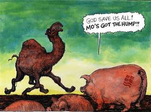 cartoon camel sex - Guardian cartoonist Steve Bell drew this caricature of Mohammed as an angry  camel on February 3, 2006 (\