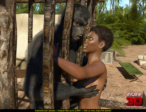 Monkey Man Porn - Monster Porn Cartoons: Black jungle explorer pounded by a big strong monkey  man