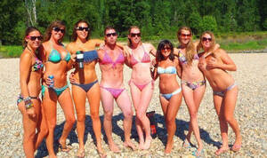 65 and older nude beach - Can YOU see spot why this bikini group shot has gone viral? | Express.co.uk