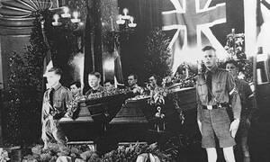 Nazi Youth Porn - Members of the Hitler Youth stand guard over the coffins of five English  schoolboys, who died on a hike in the Black Forest in 1936. [614x1024] :  r/HistoryPorn