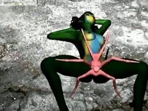 Alien Spider Sex - Green 3D babe gets fucked hard by an alien spider