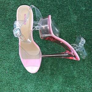 high heel shoes - POLE DANCER stripper porn star glamour model CLEAR BOTTOM HI HEEL SHOES S  4/37 | eBay