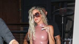 Khloe Kardashian Porn - KhloÃ© Kardashian Borrows Kim's Latex Nude Dress for a Night Out