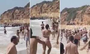 hispanic beach nude - They're heading for the all-inclusive': Stunned tourists watch 50 migrants  storm Spanish beach | Daily Mail Online