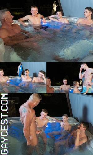 hot tub group sex - Horny Dad Incites Hot Tub Orgy with Stepson & Friends - GayDemon