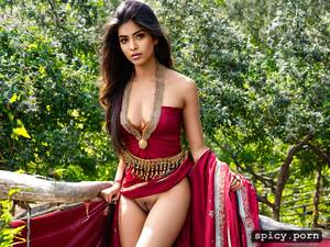 Indian Porn Costumes - AI Porn: pussy with small bush, wearing traditional indian clothing,  background is a farm in india - AI Porn