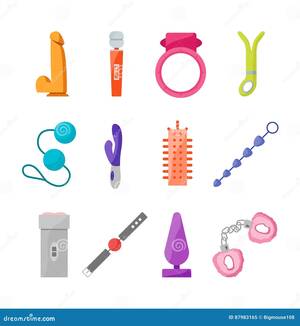 cartoon porn design - Cartoon Sex Toys Set. Vector Stock Vector - Illustration of equipment,  background: 87983165