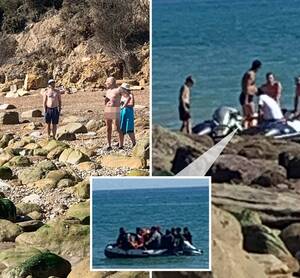 naked beach stripping - Boat full of migrants lands on nudist beach - and naked sunbathers offer  them hot drinks | The US Sun