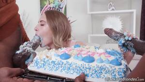 Cake Fuck Porn - Teeny angel Kyler Quinn gives a big cake with two bbc as a present