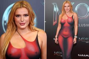 Bella Thorne Pregnant Porn - Bella Thorne flaunts curves in raunchy skintight dress that shows off  entire 'NAKED' body at Morbius movie premiere | The Sun