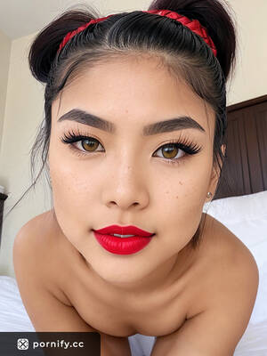 Lipstick Porn - Curvy Teen Asian Jumps Playfully on Bed with Red Lipstick and Shaven Pussy  | Pornify â€“ Best AI Porn Generator