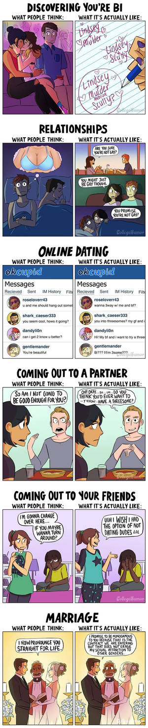 Bisexual Humor Meme - What People Think Being Bisexual is Like vs. What It's Really