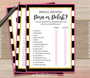 bridal shower party - Printable Bridal Shower Game Printable Porn or Polish Bridal - Etsy