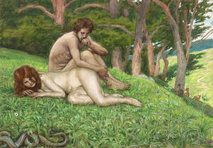 Bible From Adam And Eve Sex - Adam and Eve Perceive their Nakedness Painting by James Tissot - Fine Art  America