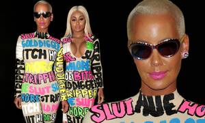 Amber Rose Pussy - Amber Rose and Blac Chyna attend MTV VMAs 2015 in insult-covered outfits |  Daily Mail Online