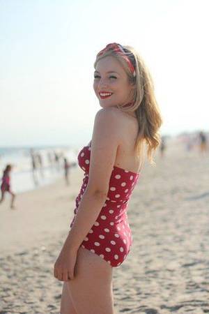 nude beach blanket bingo - Esther Williams Beach Blanket Bingo One-Piece Swimsuit in Red | Mod Retro  Vintage Bathing Suits | ModCloth.com