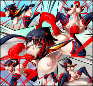 kill la kill hentai cum - 1girl areola breasts busty cicada cleavage cum helpless high_heel_boots  high_heels hourglass_figure kill_la_kill matoi_ryuuko nipples senketsu  tentacle