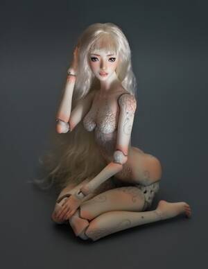 Ball Jointed Doll Porn - Premium Photo | Beautiful porcelain girl on gray background. bjd doll