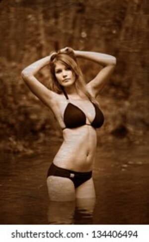 Huge Tits Bikini Retro - Retro Black White Photo Sepia Blonde Stock Photo 134406494 | Shutterstock