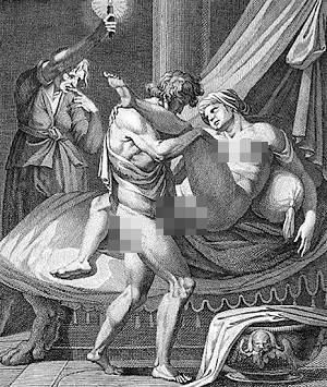 18th Century Sexual Torture - Marcantonio Raimondi Also pictured: a torch-bearing woman worriedly  searching for her missing contact lens.