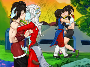 Dragon Ball Z Lesbian Hentai - 4girls chichi demon demon_girl dragon_ball dragon_ball_minus  dragon_ball_online dragon_ball_xenoverse dragon_ball_z female female_only  french_kiss gine ...