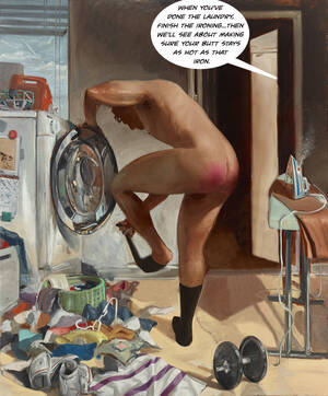 husband wife spanking artwork - whipped husband - Jock Spank - Male Spanking