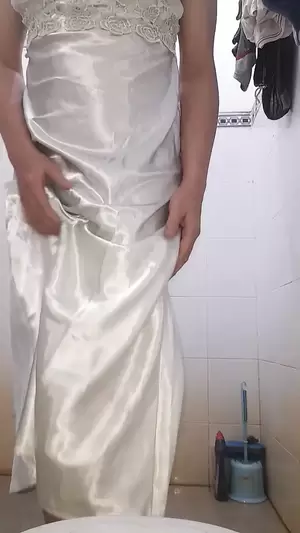 Crossdressers Gowns Formal Porn - Asian Crossdresser wearing long silky nightie gown | xHamster