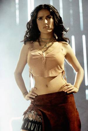 Latina Lesbian Salma Hayek - Salma Hayek hot dress with knives