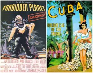 50s Style Comics - MGM studios - Forbidden planet 1956; Advertising Travel Poster for Cuba,  1954