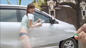 Japanese Car Wash Porn - Shizuka Matsubara - Sexy Orange Bikini Girl Washing Car - VJAV.com