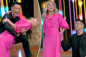 kelly ripa upskirt no panties - Kelly Ripa suffers wardrobe malfunction during 'Live' show