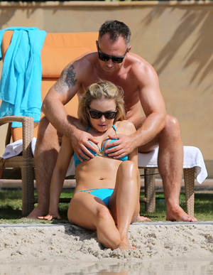 groped wife on nude beach - James Jordan grabs wife Ola's boobs