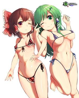 hentai string bikini - Touhou Project:Reimu+Sanae Hyper Cute+Sexy MIcro Bikini Render | ORS Anime