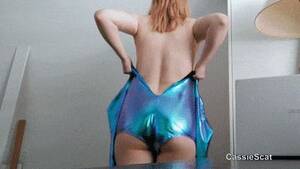 fat leotard - Blue Gymnastics Leotard Filled with Big Shit from Cassie's Fat Ass