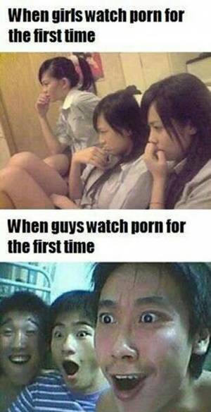 funny girl - First time watching porn: girls vs guys (SFW)