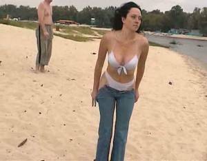 horny beach girls topless - Horny brunette wife of mine gets naked on the local nude beach