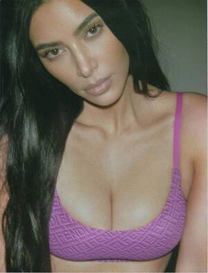 Kim K Lesbian Porn - Kim Kardashian looks sultry in a lavender bra and panty set for Fendi x  SKIMS | Daily Mail Online