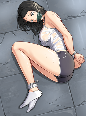 Anime Socks Porn - Rule 34 - ankle socks anklehighs arms behind back black hair bondage bound  ankles bound wrists breasts clothed female femsub gag gagged gbeeee green  eyes green tape helpless imminent rape no bra