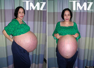 huge pregnant stomach with dectuplets - Nadya put on over nine stone during her pregnancy, as these pictures  courtesy of TMZ reveal. â€œ