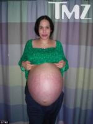 huge pregnant stomach with dectuplets - Octomom - Preggophilia