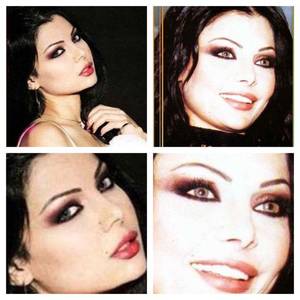 Haifa Wehbe Fake Porn - Haifa Wehbe - kajal, - fake eyelashes, - red and black eyeshadow, -