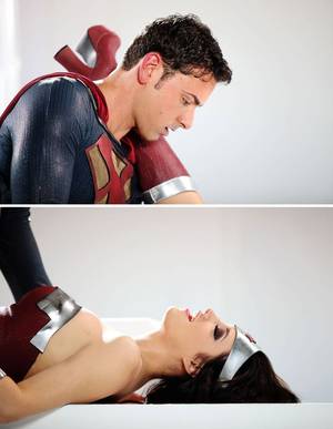 Man Of Steel Porn Parody - Ryan Driller, top, and Kimberly Kane on the California City, CA set of