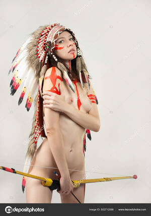 hot native american indian babes nude - Naked woman in native american costume with feathers Stock Photo by  Â©artrotozwork 502712598