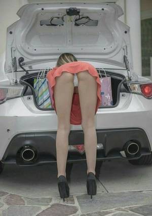 bent over upskirt - Flashing Panties While Putting The Shopping In The Car Trunk. Bend OverLong  ...