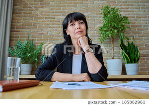 mature web cam videos - Mature business woman looking in webcam having... - Stock Photo [105062961]  - PIXTA