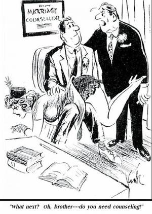 black wife spanked - kirk stiles art cartoon in a humorama digest of marriage counsellor trying  to teach a man to spank his wife