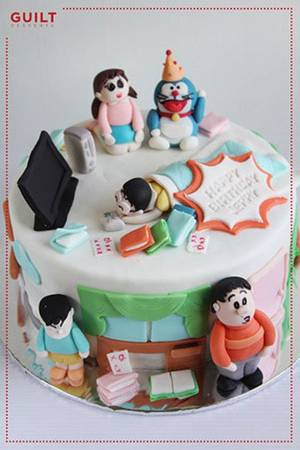 cartoon porn pregnant cake - My friend, who is the client for this cake, requested a full cast of  Doraemon's cartoon to be on the cake. She wanted Nobita to be p.