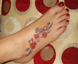 foot lettering - Beautiful Foot Tattoo Design for Girls