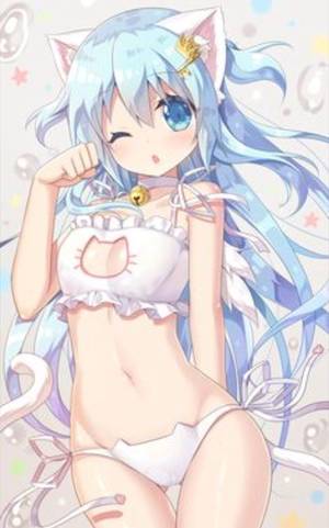 Cute Neko Sexy Maid Porn - ... hair single tall image blush looking at viewer blue eyes fringe erotic  blue hair bare shoulders animal ears one eye closed wink tail midriff cat  ears ...