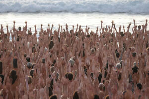 australian topless beach babes - Aussies strip for cancer awareness photo shoot | Otago Daily Times Online  News